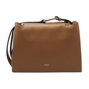 Furla Axelväska i kornläder med handtag Brown, Dam