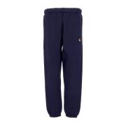 Carhartt Wip Mörkblå/Guld Sweatpants med Elastisk Midja Blue, Herr