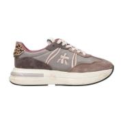 Premiata Bruna Sneakers med Nylon och Mocka Brown, Dam