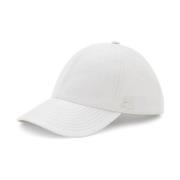 Courrèges Logo Patch Baseball Cap med böjd topp White, Herr