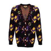 Gucci Stilren Stickad Cardigan Tröja Multicolor, Herr