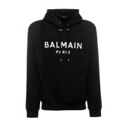 Balmain Svart huvtröja med logotyptryck Black, Herr