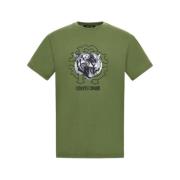 Roberto Cavalli T-shirt med Jaguar-logotyp och tryck Green, Herr