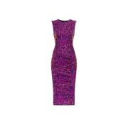 Roberto Cavalli Leopardmönstrad Bodycon Klänning Purple, Dam