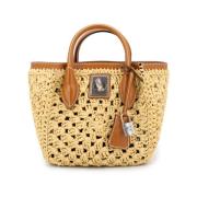 Ermanno Scervino Virka Raffia Shoppingväska med Läderdetaljer Yellow, ...