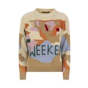 Weekend Mönstrad Crewneck-tröja i Beige Beige, Dam