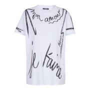 Balmain T-shirt med korta ärmar med 'Je t'aime' tryck White, Dam