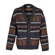 Laneus Herr Cardigan Over Fit Jacquard Detaljer Brown, Herr