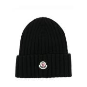 Moncler Räfflad ullmössa i svart Black, Unisex