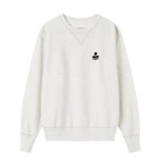 Isabel Marant Långärmad bomulls sweatshirt logotyp Beige, Herr