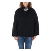 Paltò Dubbel Ull/Kashmir Kort Cape Kappa Black, Dam