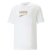 Puma Downtown Logo Grafisk T-shirt White, Herr