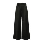 Simone Rocha Kolsvart Wide Leg Byxor Black, Dam