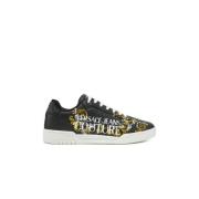 Versace Jeans Couture Svarta läderlogosneakers Black, Herr