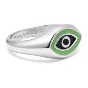 Nialaya Men's Sterling Evil Eye Signet Ring Gray, Herr