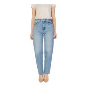 Only Blå High Waist Straight Leg Jeans Blue, Dam