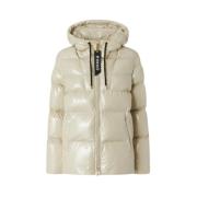 Pinko Beige Puffer Coat Crystal Nylon Beige, Dam