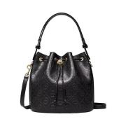 Tory Burch Monogram Bucketväska med Double T Black, Dam