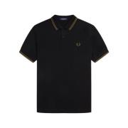 Fred Perry Svart/Guld Twin Tipped Polo Skjorta Black, Herr