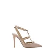 Valentino Garavani Rockstud Pumps med ankelrem Beige, Dam