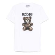 Moschino Avslappnad Bomull T-shirt för Män White, Dam