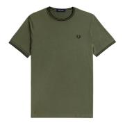 Fred Perry Grön Kontrast Hals T-shirt Green, Herr