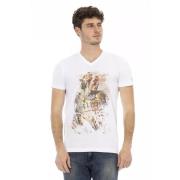 Trussardi Elegant V-ringad T-shirt med stilfull frontprint White, Herr