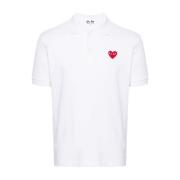 Comme des Garçons Play Hjärtmärke Pikétröja Vit Bomull White, Herr