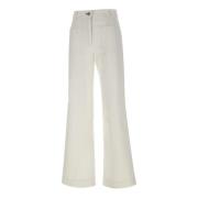 Victoria Beckham Vit Alina Jeans med Rött Logotyp White, Dam