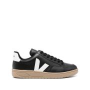 Veja Svarta Lädersneakers med Logga Black, Herr