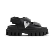 Alexander McQueen Svart Silver Gummisula Sandal Black, Dam