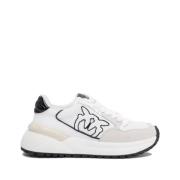 PINKO Vita Mesh Läder Sneakers Love Birds White, Dam