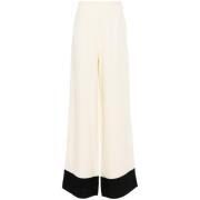 Taller Marmo Ivory White Wide Leg Byxor White, Dam