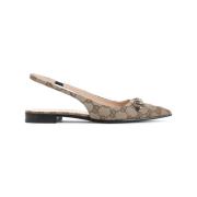 Gucci Platta Slingback Canvas Skor Beige, Dam