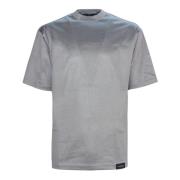 Low Brand Grå Bomull T-shirt med Ribbad Halshals Gray, Herr