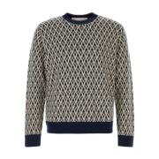 Valentino Garavani Navy Blue Crew Neck Sweater Blue, Herr