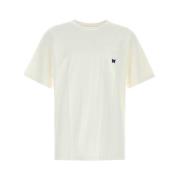 Needles Vit Broderad T-shirt med Bröstficka White, Herr