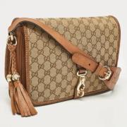 Gucci Vintage Pre-owned Canvas axelremsvskor Brown, Dam