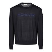 Moncler Logo Stickad Tröja Blue, Herr