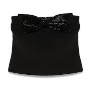 Self Portrait Beaded Bow Bandeau Top Black, Dam