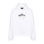 Dsquared2 Vit Grafisk Sweatshirt med Huva White, Herr