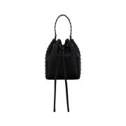 Valentino Garavani Studded Drawstring Bucket Bag Black, Dam