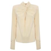 Patrizia Pepe Elegant Twill Kräm Blus Beige, Dam