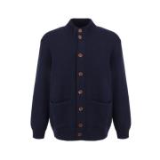 Brunello Cucinelli Rästickad ullkardigan Blue, Herr