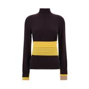 Fendi Räfflad ull turtleneck tröja Brown, Dam