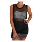 Dolce & Gabbana Elegant rmelsls Svart Mesh-Top Black, Dam