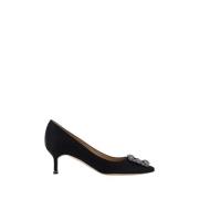 Manolo Blahnik Kristallspänne Satinpumps Black, Dam