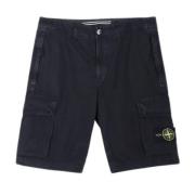 Stone Island Navy Blue Bermuda Slim Shorts Blue, Herr