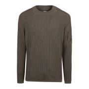 C.p. Company Merino Wool Crew Neck Sweater Brown, Herr