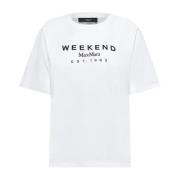 Max Mara Weekend Vita T-shirts och Polos med Logotyp White, Dam